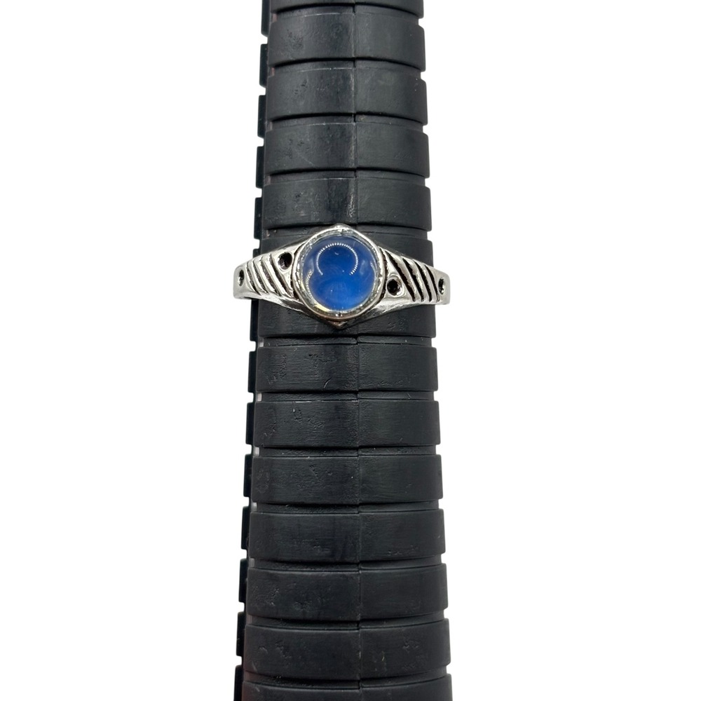 Silver Tone Ring with‎ Simulated Blue Stone Accent Size 7 Jewelry